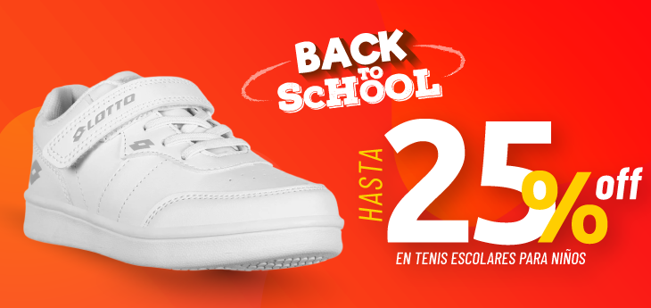 Back to School Lotto. Hasta 25% OFF en Tenis Escolares para niños.