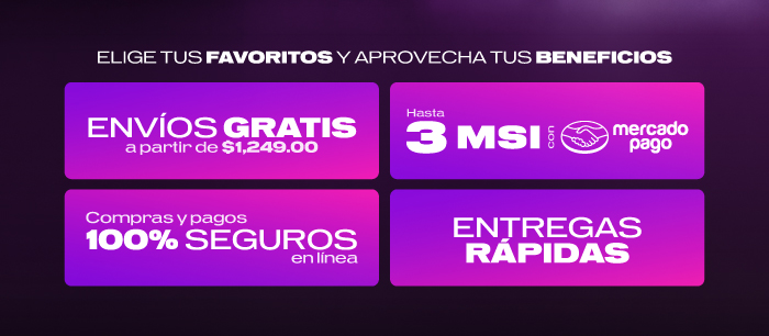 Envíos GRATIS a partir de $1,249.00 | Hasta 3 MSI con Mercado Pago | Compras y pagos 100% seguros en línea | Entregas rápidas