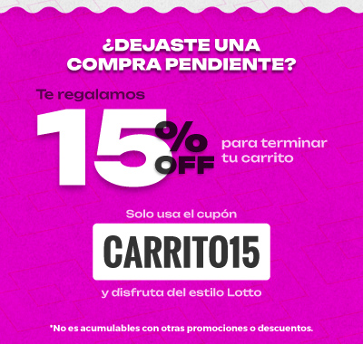 Te regalamos 15% Off para terminar tu carrito. Solo usa el cupón: CARRITO15