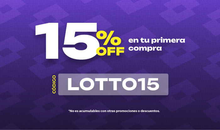 15% off en tu primera compra, CUPÓN: LOTTO15