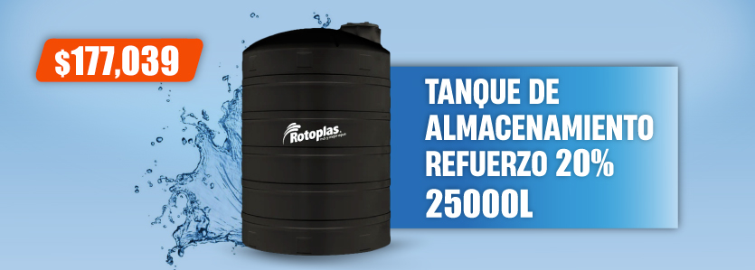 Tanque de Almacenamiento Negro Refuerzo 20% 25000L Rotoplas 550083