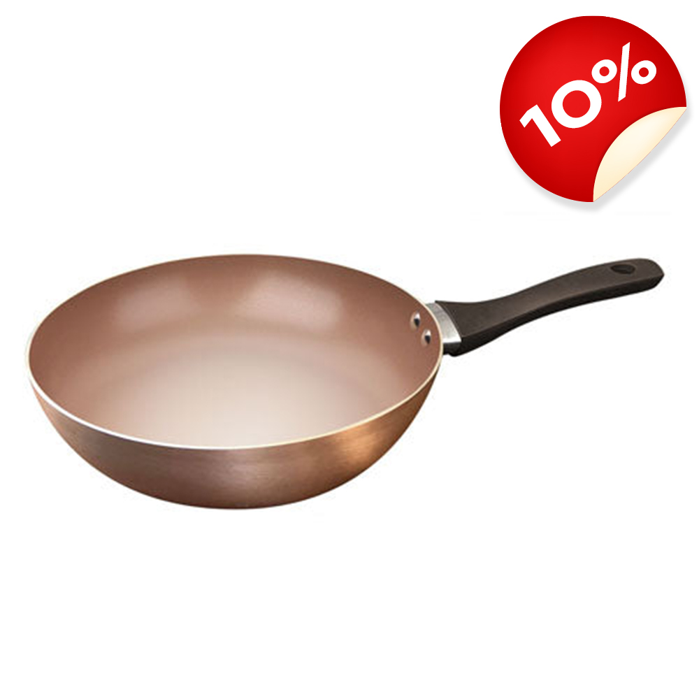 Sartén Wok 28 Cm Triple Capa Antiadherente Cerámico