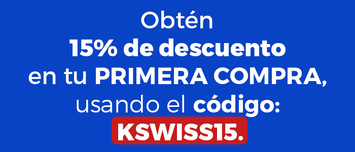 Obtén 15% OFF en tu primera compra. Usa el Cupón: KSWISS15 y estrena hoy