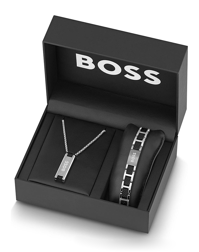 Set Collar Hugo Boss Sakis Plateado para Hombre